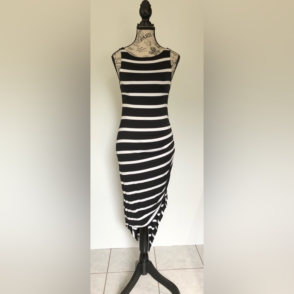 Buffalo David Bitton Black and White Striped Sleeveless Maxi Dress Size XS